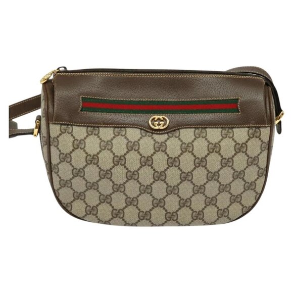 GUCCI GG Supreme Web Sherry Line Bag PVC Beige Gold 001 58 0918 Auth BD1998 - Picture 4 of 15